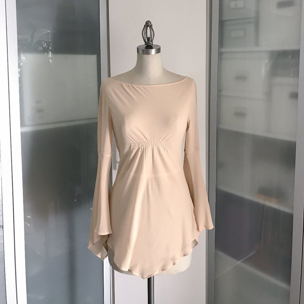 Y2K Silk Express fairy top beige peach size 5/6 Sm